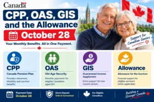 Canada Benefit Payment CPP, OAS, GIS and the Allowance — October 28


