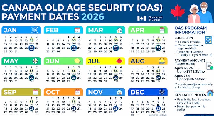Canada Old Age Security (OAS) Payment Dates 2026