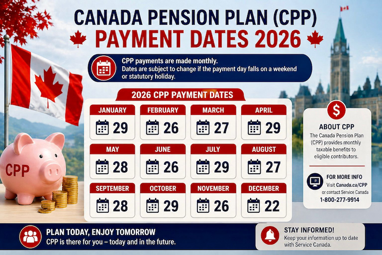 Canada Pension Plan (CPP) Payment Dates 2026