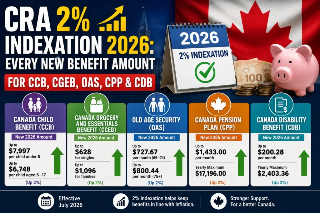 CRA 2% Indexation 2026 Every New Benefit Amount for CCB, CGEB, OAS, CPP & CDB
