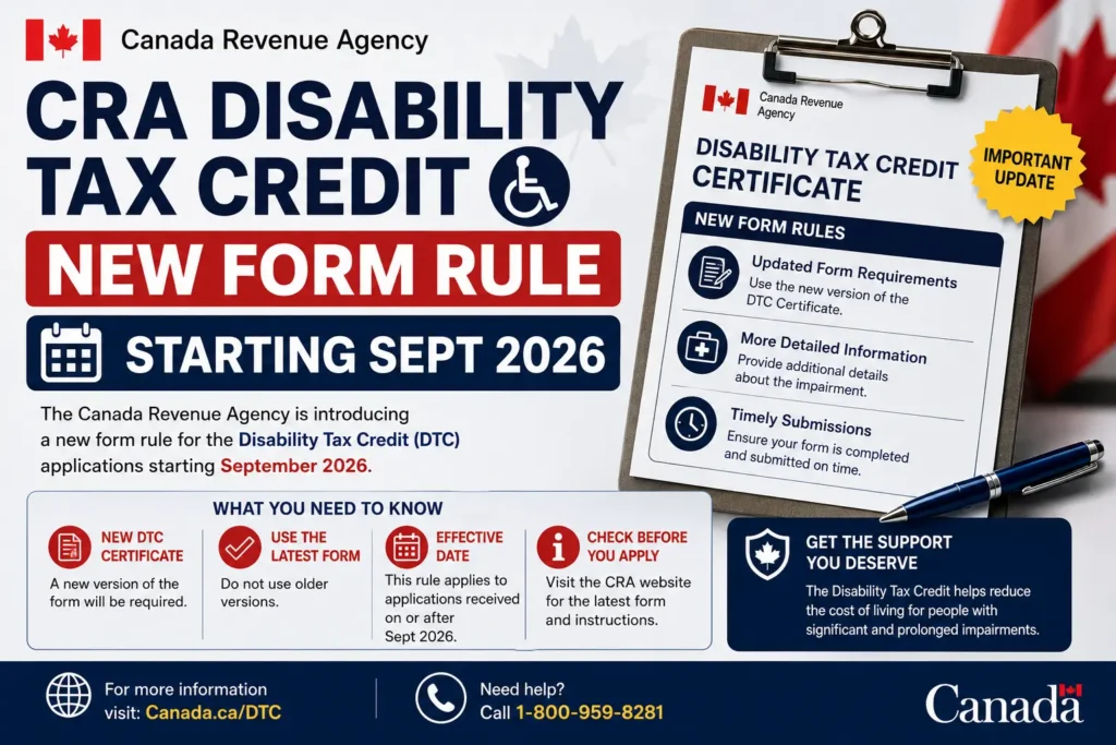 CRA Disability Tax Credit New Form Rule Sept 2026